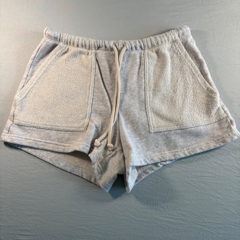 Aerie Womens XS Gray Heather French Terry Lounge Shorts Textured Pockets